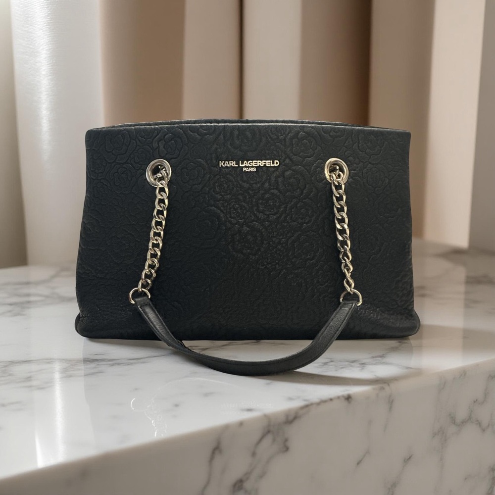 Karl Lagerfeld Black Shoulder Bag with Chain Details